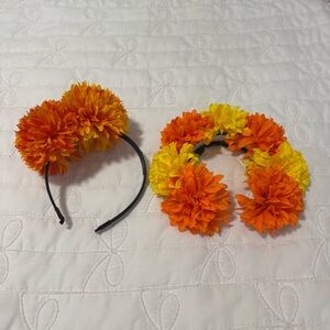 Orange and Yellow Marigold Headband/Flower Crown Bundle Set